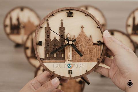 Đồng hồ gỗ 3D để bàn | Thiết kế layer 4 tầng gỗ theo yêu cầu