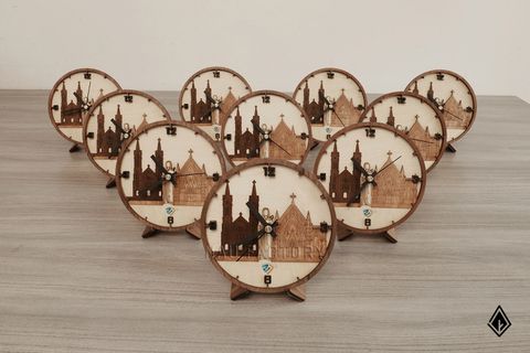 Đồng hồ gỗ 3D để bàn | Thiết kế layer 4 tầng gỗ theo yêu cầu