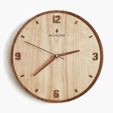 Đồng hồ thuần gỗ Maple viền Walnut | 4 số in logo