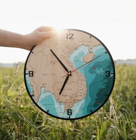 Đồng hỗ gỗ 3D Việt Nam - 34 tỉnh thành