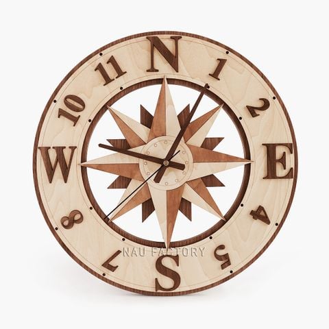 Đồng hồ gỗ la bàn