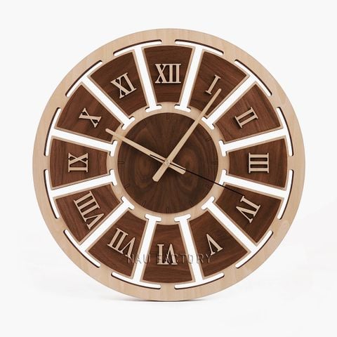 Đồng hồ gỗ la mã | Walnut