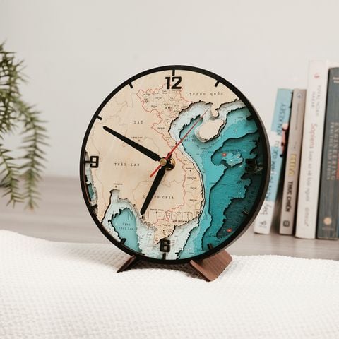 Đồng hồ gỗ để bàn 3D Việt Nam - 34 tỉnh thành (Phiên bản đặc biệt)