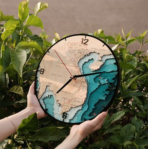 Đồng hỗ gỗ 3D Việt Nam - 34 tỉnh thành (Phiên bản đặc biệt)