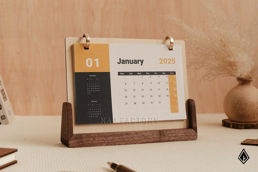 Lịch giấy đế gỗ nguyên khối | Tấm dựng gỗ Maple