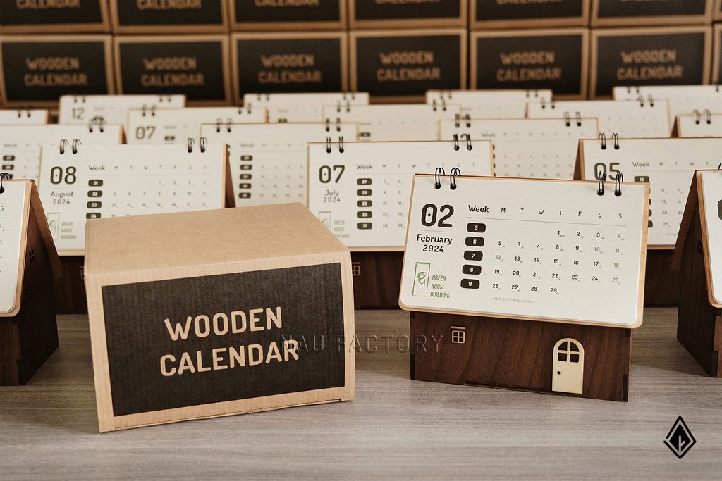 Lịch Ngôi nhà gỗ Walnut - Thiết kế tờ lịch theo yêu cầu