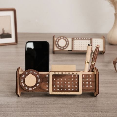 Lịch gỗ vạn niên form ngang | Walnut