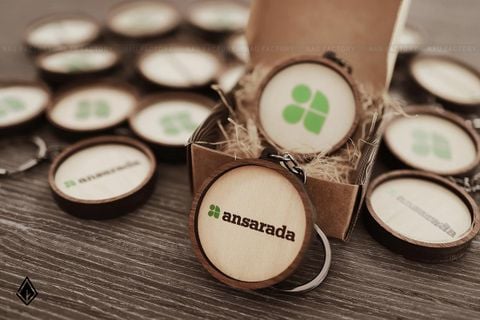 Móc khoá gỗ in logo theo yêu cầu