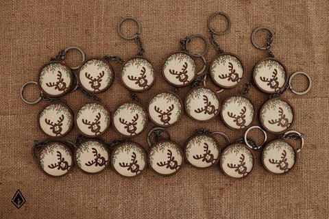 Móc khoá gỗ in hình Hươu Giáng Sinh