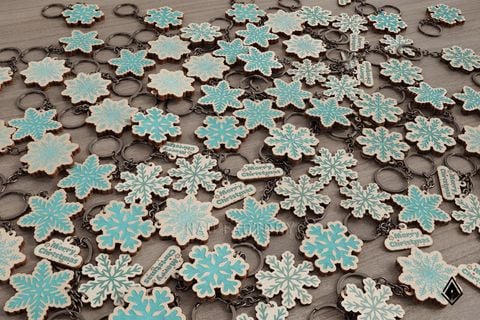 Móc khoá gỗ cắt shape | Bông tuyết Giáng Sinh