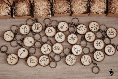 Móc khoá gỗ Cung hoàng đạo | In UV 2 mặt