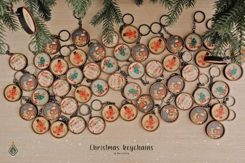 Móc khoá gỗ cắt shape Giáng Sinh