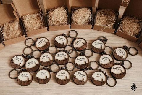 Móc khoá gỗ dán nổi các tỉnh thành kết hợp in tên theo yêu cầu