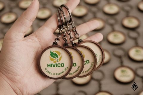 Móc khoá gỗ in ảnh và logo theo yêu cầu
