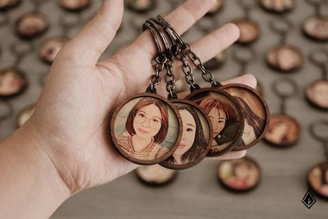 Móc khoá gỗ in ảnh và logo theo yêu cầu