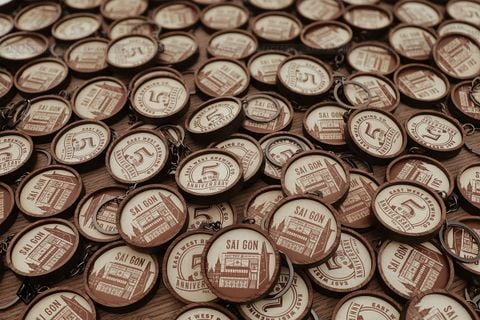 Móc khoá gỗ in hình 2 mặt