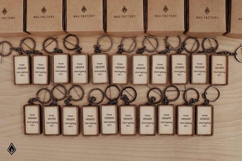 Móc khoá gỗ in hình in chữ 2 mặt theo yêu cầu