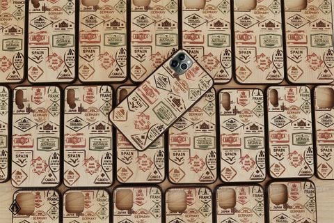 Ốp lưng gỗ khắc logo