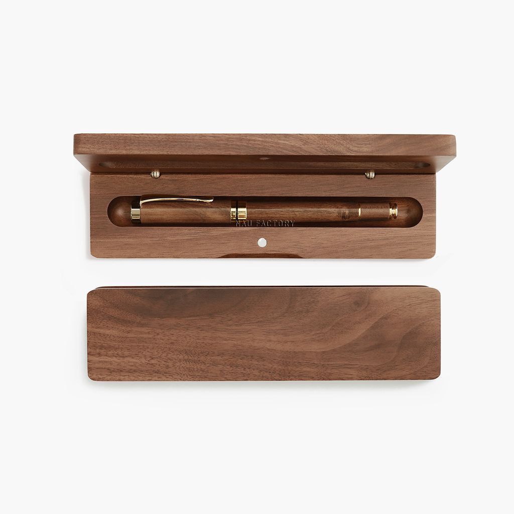 Set bút và hộp bút gỗ Walnut | Bút mực gel (Mẫu 2)