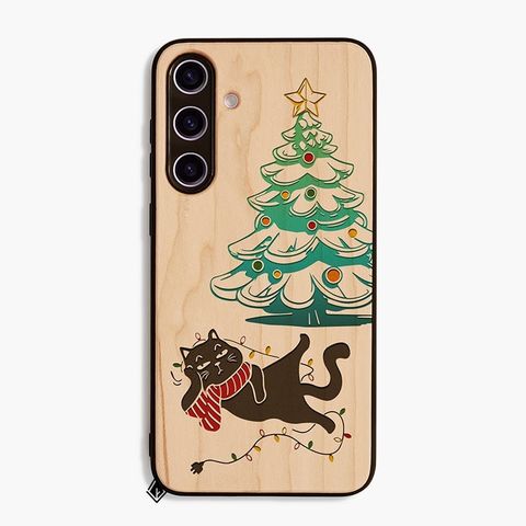 Mèo lười bên cây thông