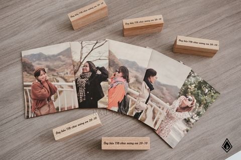 Tranh gỗ để bàn | In chữ lên đế gỗ Ash