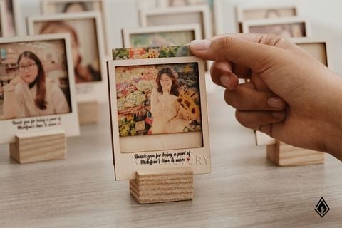 Tranh gỗ Beech mini để bàn | In lời chúc lên khung tranh theo yêu cầu