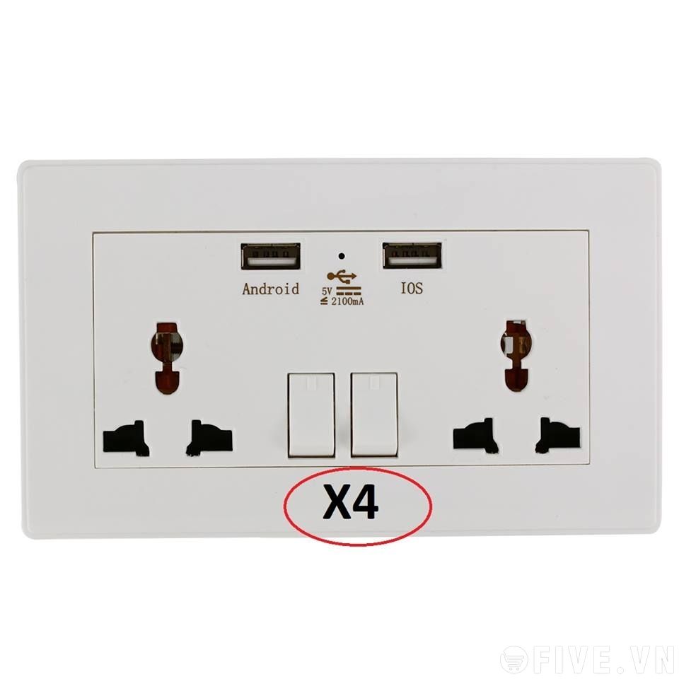  Ổ Cắm USB 2 Port 2 Công Tắc X4 