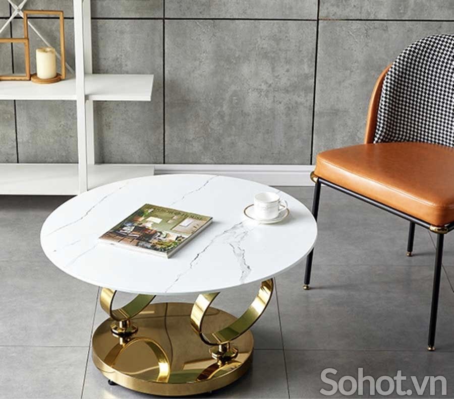  Bàn SOFA XOAY inox mạ vàng gold 