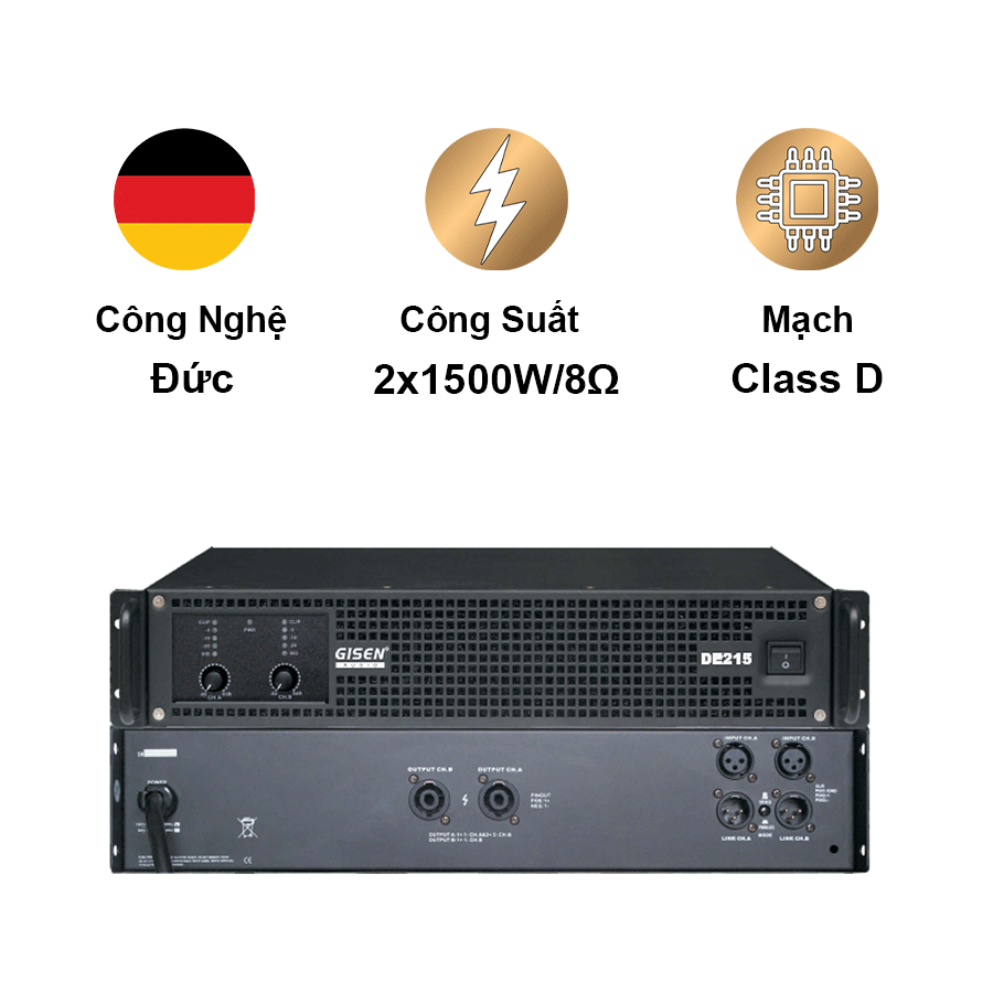  Cục Đẩy Công Suất 2 Kênh Gisen DE215 
