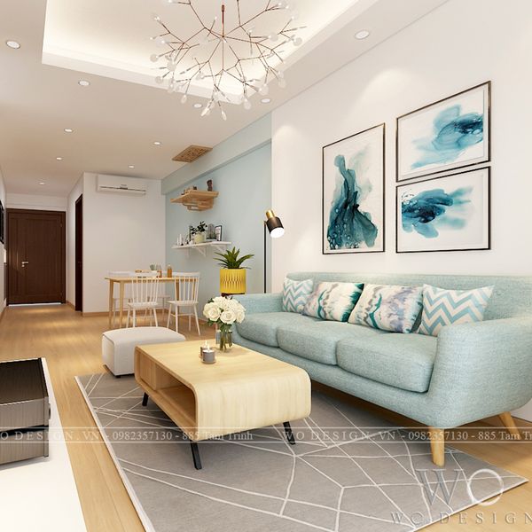  Chung cư Gelexia CT1 Căn 04 (1 khách bếp + 2 ngủ) - Phong cách Hiện đại 