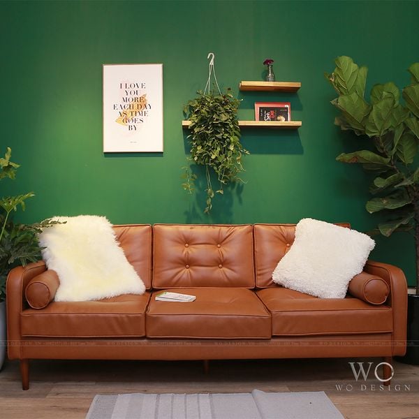  Sofa da dáng văng đính khuy BLY 