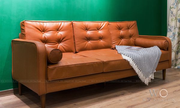  Sofa da dáng văng đính khuy BLY 