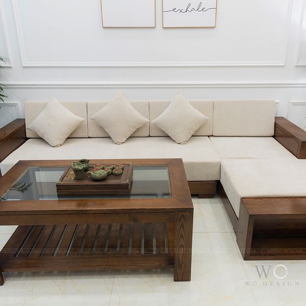  Sofa gỗ óc chó MỘC vải nỉ 