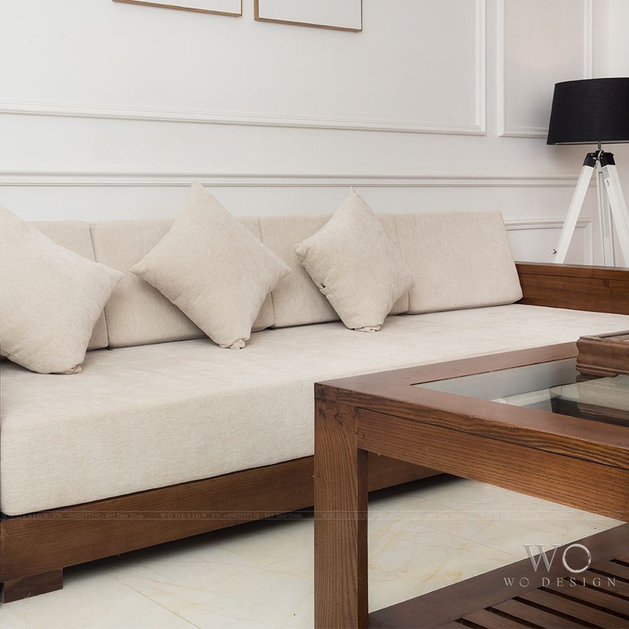 Sofa gỗ óc chó MỘC vải nỉ 