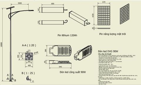 Bản vẽ chi tiết cột đèn NLMT