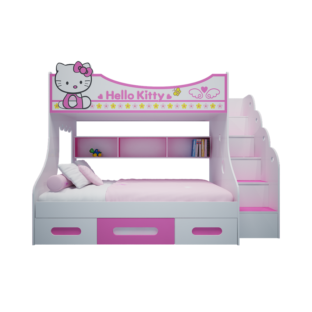  Giường tầng hello kitty hồng 1m4 