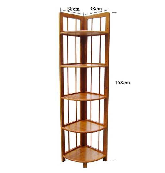  KỆ GỖ GÓC NHÀ 5 TẦNG VÀNG 