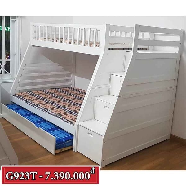  Giường 3 tầng xuất khẩu a619 gỗ tự nhiên (nâu.trắng.vàng) 