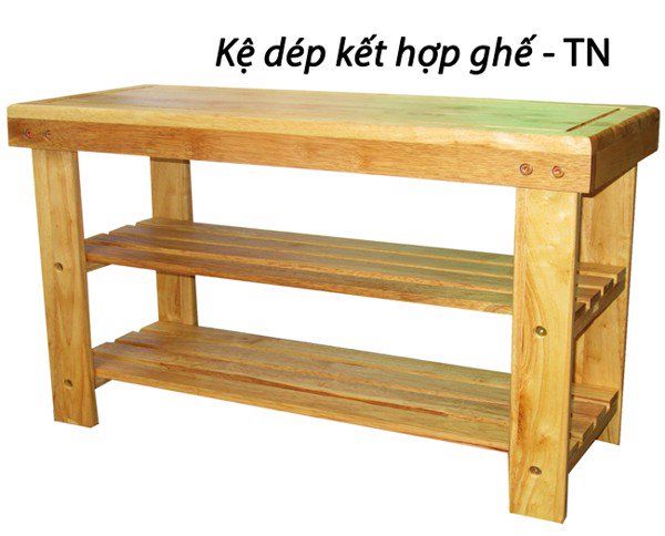  KỆ GỖ-DÉP KẾT HỢP GHẾ NGỒI 