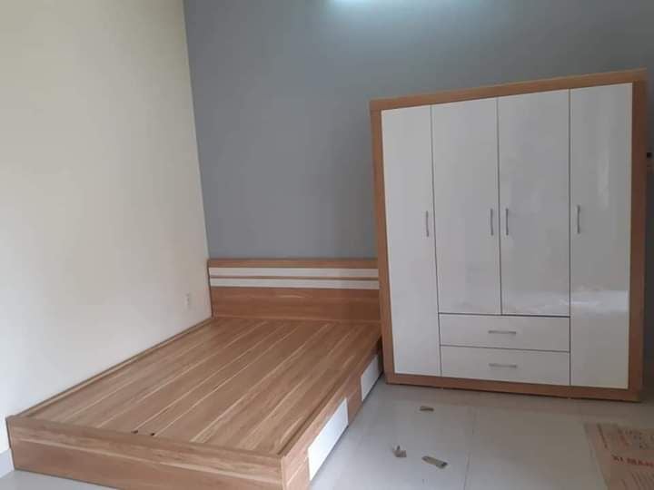  Giường ngủ mdf melamine có hộc tủ 1m6 vàng 