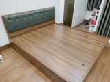  Giường ngủ mdf melamine vip 1m8 nâu kem 