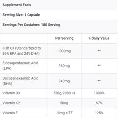 FA Omega 3 D3+K2 180 Viên