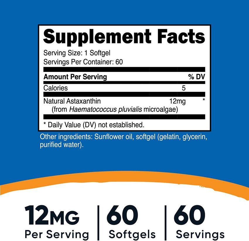 Nutricost Astaxanthin 12mg 60 Viên