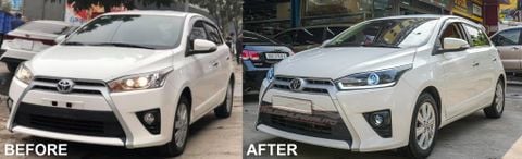 Độ Đèn Bi LED Laser Osram Tích Hợp LED Mắt Quỷ Và Vòng Angel Eyes Cho Xe Toyota Yaris 2015