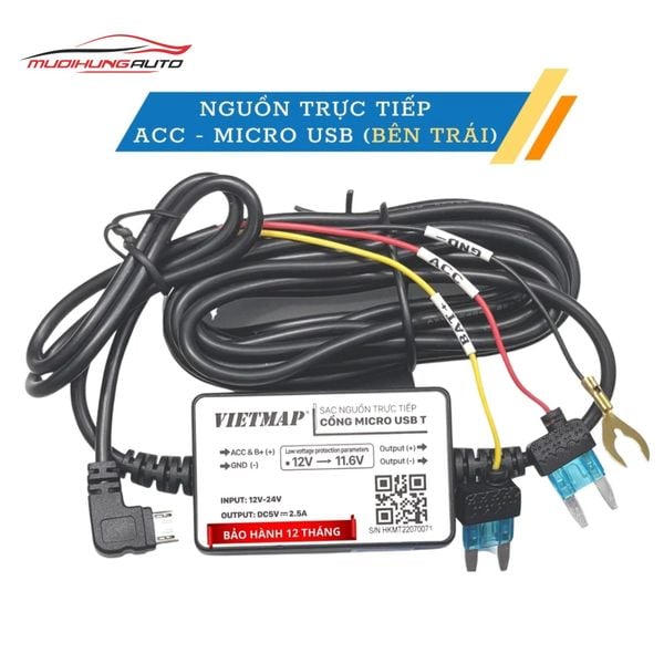 Bộ Nguồn Trực Tiếp Vietmap ACC - Micro USB Bên Trái
