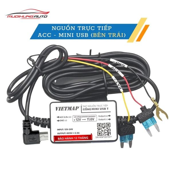 Bộ Nguồn Trực Tiếp Vietmap ACC - Mini USB Bên Trái