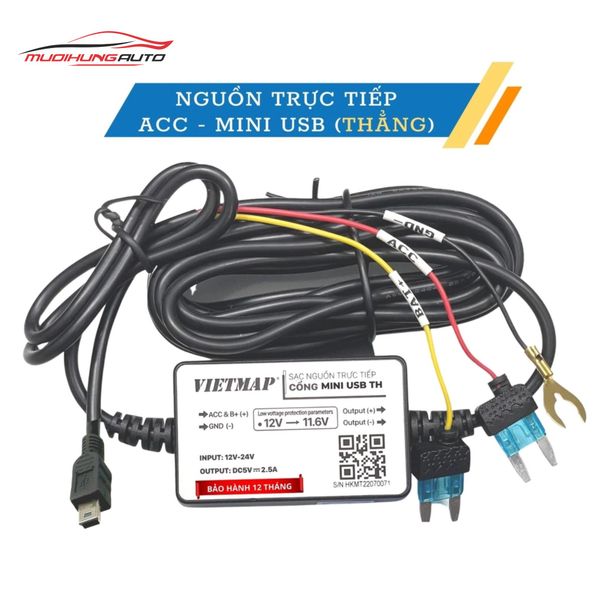 Bộ Nguồn Trực Tiếp Vietmap ACC - Mini USB Thẳng