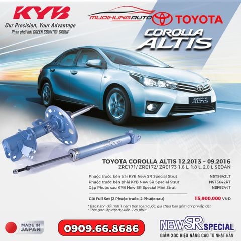 Bộ phuộc giảm xóc KYB New SR Special xe Toyota Corolla Altis 2013-2016