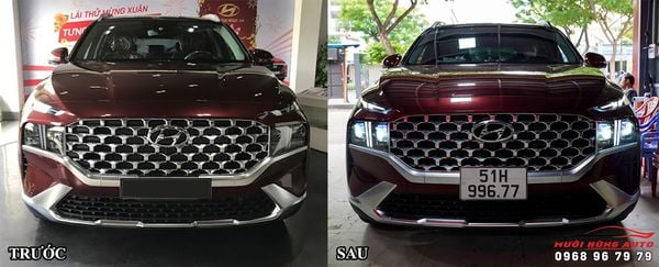 Nâng Cấp 4 Bi LED Domax Omega Laser Chất Lượng Cho Hyundai Santafe 2021