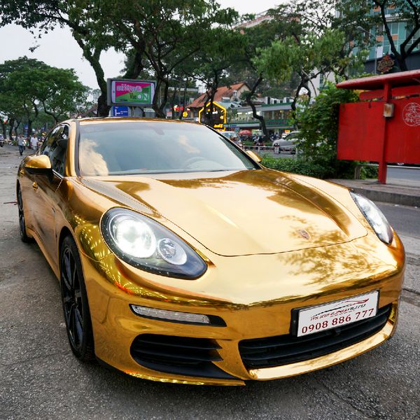 Dán Decal Đổi Màu Chính Hãng Xe Porsche Màu Vàng